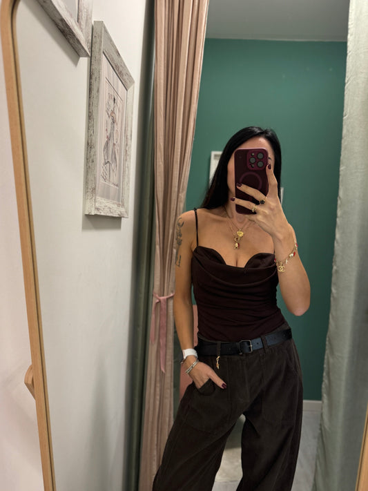 PLEASE - Body scollo a cuore con spallina regolabile