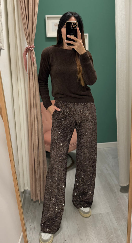 IMPERIAL - Pantalone in velluto con micro paillettes