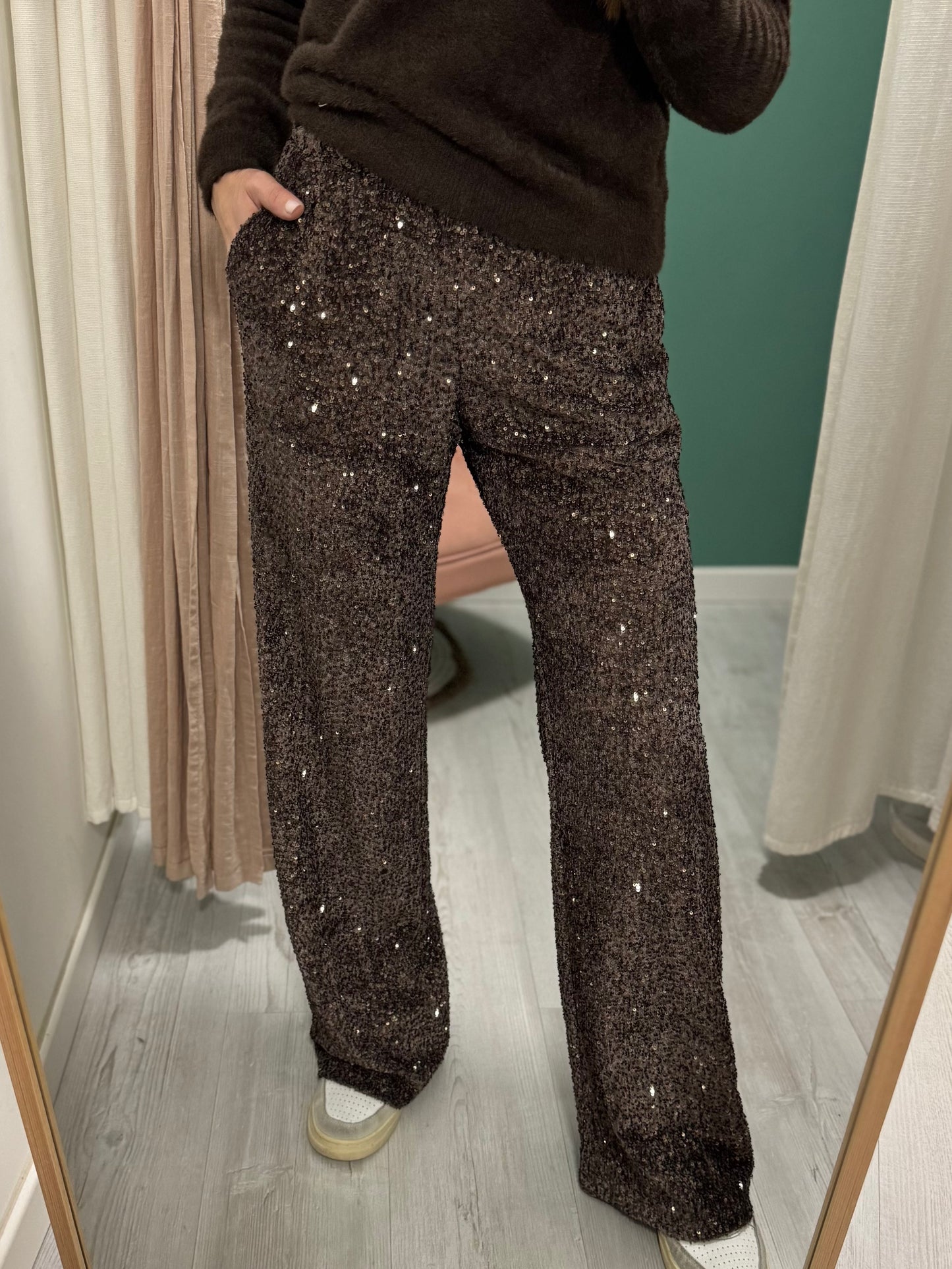 IMPERIAL - Pantalone in velluto con micro paillettes