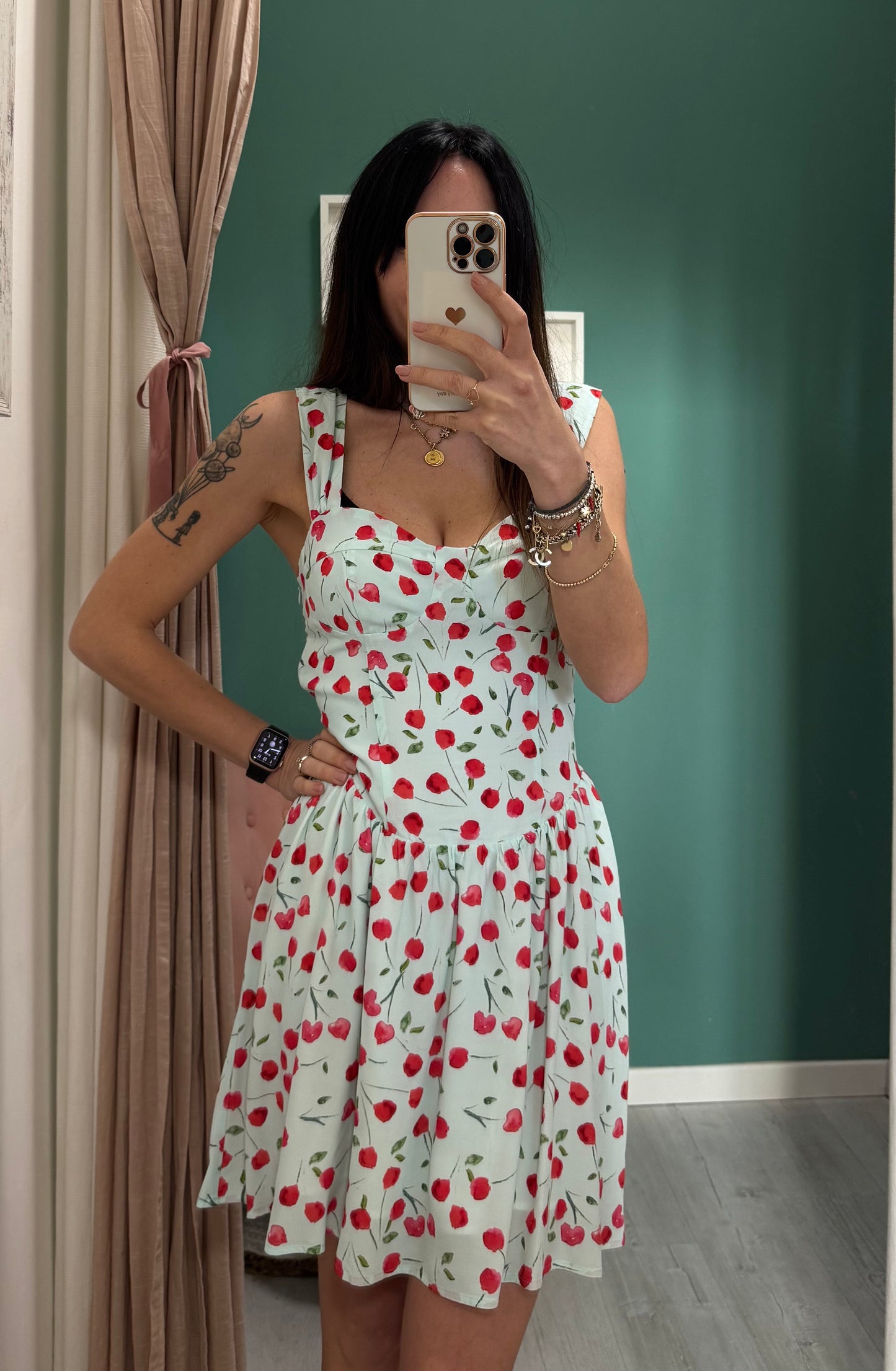 MAR DE MARGARITAS - Abito CLAIRE corto in crepe con scollo a cuore