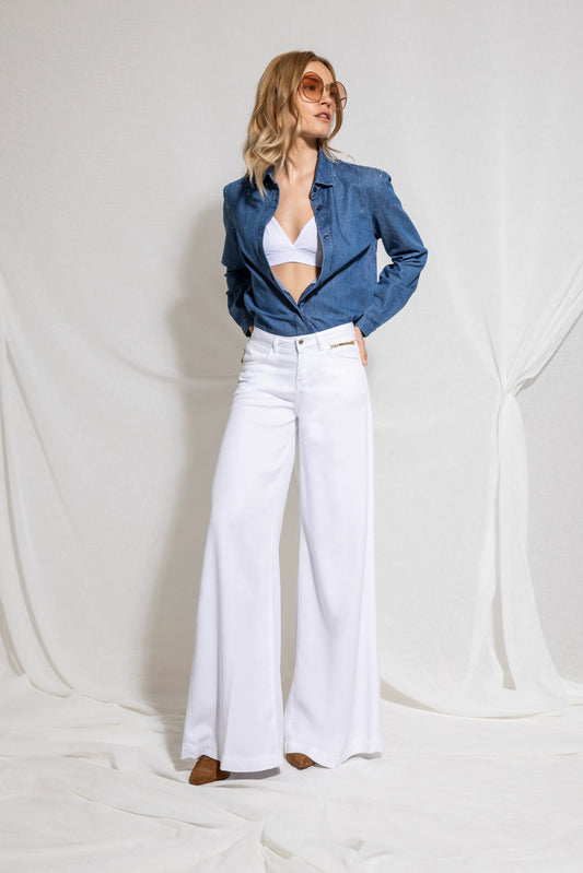 RELISH - Pantalone vita media con catena logo