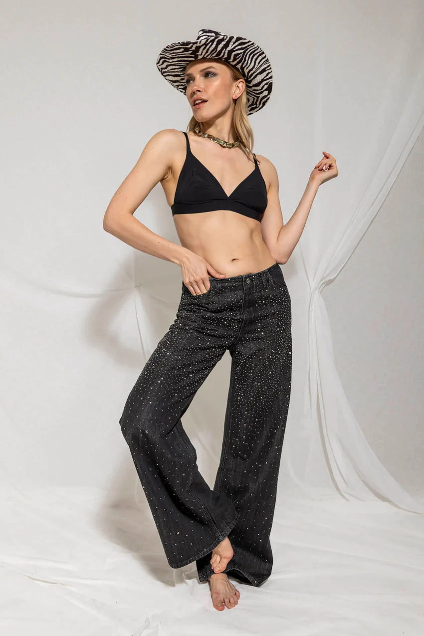 RELISH - Jeans vita media con strass