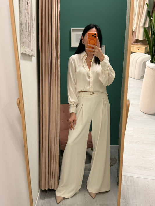 RELISH - Pantalone palazzo con dettaglio cintura