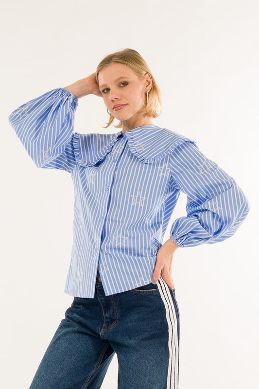KONTATTO - Camicia collo rouches
