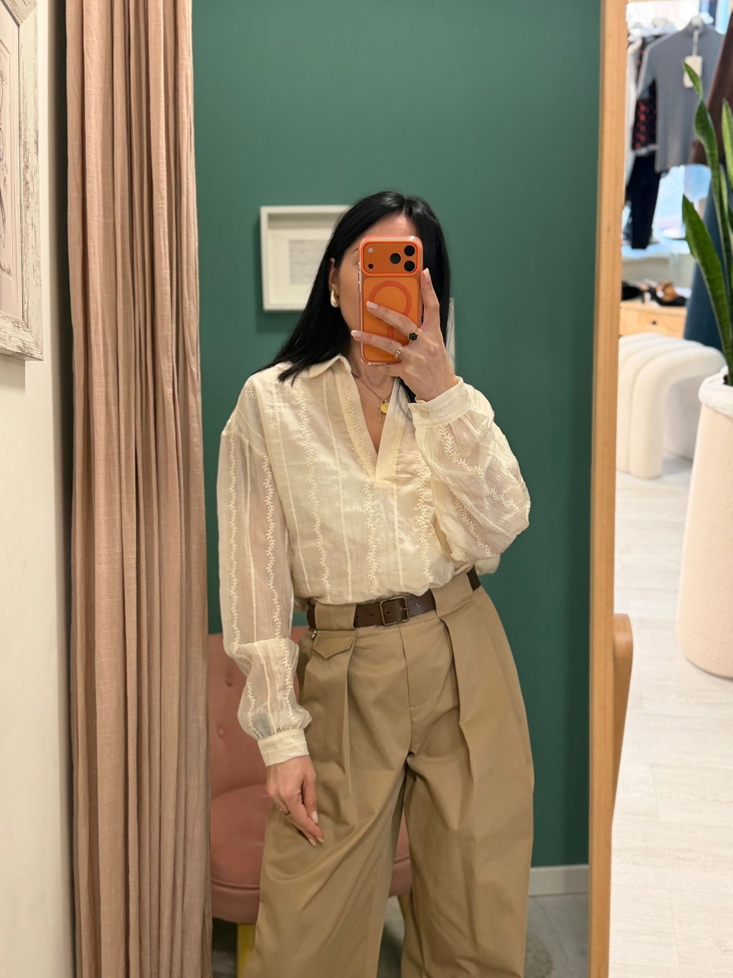 DIXIE - Camicia con ricami e apertura